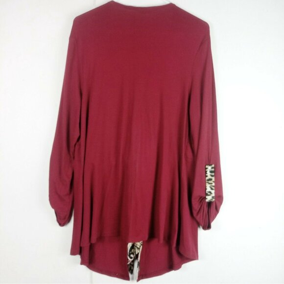 Vintage Cardigan Womens XL Red Studded Animal Print Tie Front Boho Maximalist - Picture 6 of 7